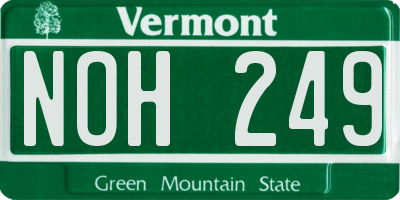 VT license plate NOH249