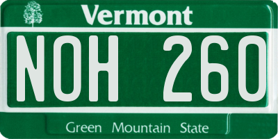 VT license plate NOH260