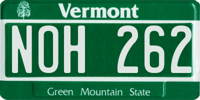 VT license plate NOH262