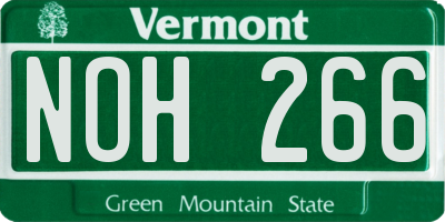VT license plate NOH266