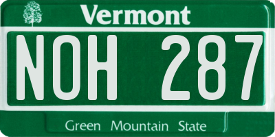 VT license plate NOH287