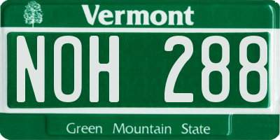 VT license plate NOH288