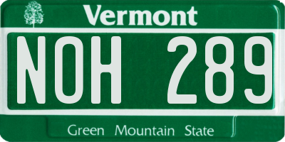 VT license plate NOH289