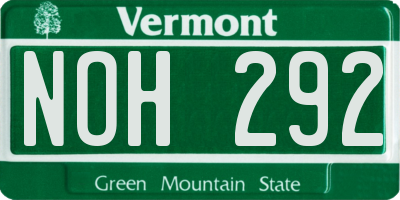 VT license plate NOH292