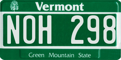 VT license plate NOH298