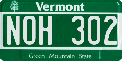 VT license plate NOH302