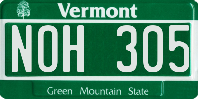 VT license plate NOH305