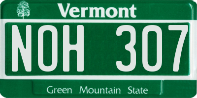 VT license plate NOH307