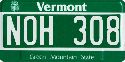 VT license plate NOH308