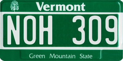 VT license plate NOH309