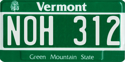 VT license plate NOH312