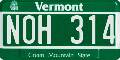 VT license plate NOH314