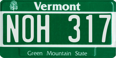 VT license plate NOH317