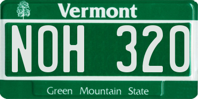 VT license plate NOH320