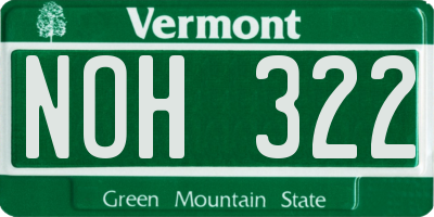 VT license plate NOH322