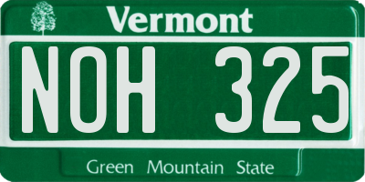 VT license plate NOH325