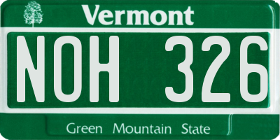 VT license plate NOH326