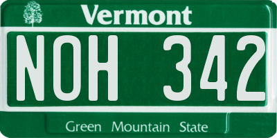 VT license plate NOH342