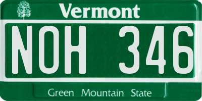 VT license plate NOH346