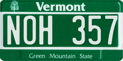 VT license plate NOH357