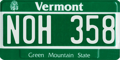 VT license plate NOH358