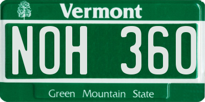 VT license plate NOH360