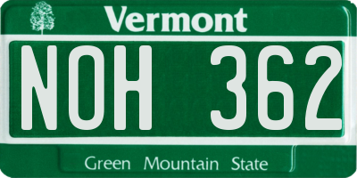 VT license plate NOH362