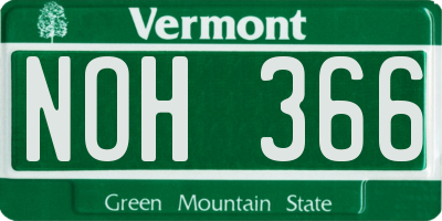 VT license plate NOH366