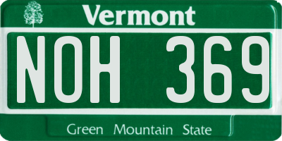 VT license plate NOH369