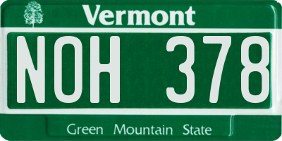 VT license plate NOH378