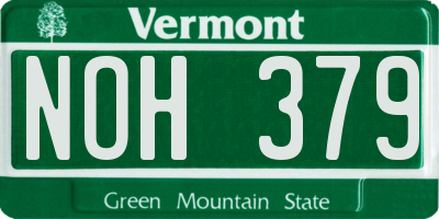 VT license plate NOH379
