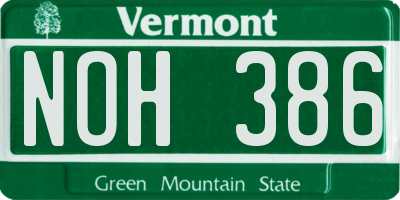 VT license plate NOH386