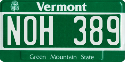 VT license plate NOH389
