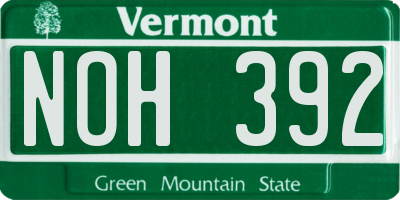 VT license plate NOH392