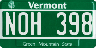 VT license plate NOH398