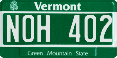 VT license plate NOH402