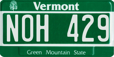 VT license plate NOH429