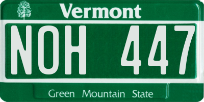 VT license plate NOH447