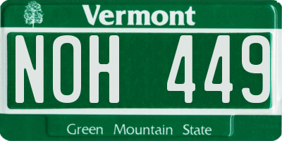 VT license plate NOH449