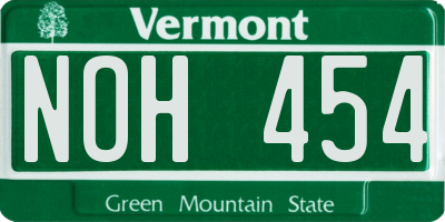 VT license plate NOH454