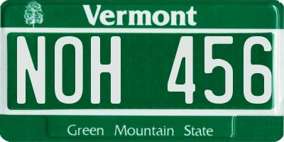 VT license plate NOH456