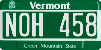 VT license plate NOH458