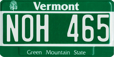 VT license plate NOH465