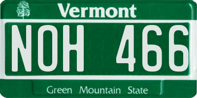 VT license plate NOH466