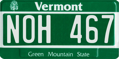 VT license plate NOH467