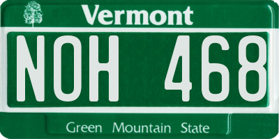 VT license plate NOH468