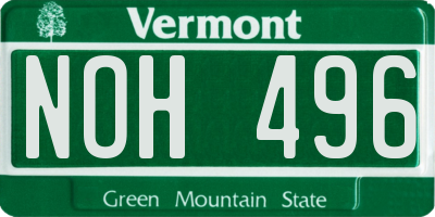 VT license plate NOH496