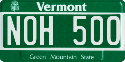 VT license plate NOH500