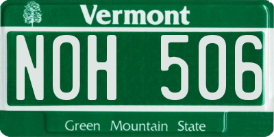 VT license plate NOH506