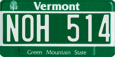 VT license plate NOH514